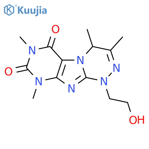 1-(2-hydroxyethyl)-3,4,7,9-tetramethyl-1H,4H,6H,7H,8H,9H-1,2,4triazino4,3-gpurine-6,8-dione structure