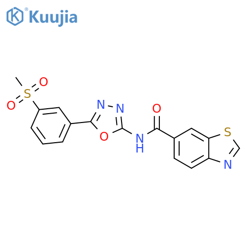 N-5-(3-methanesulfonylphenyl)-1,3,4-oxadiazol-2-yl-1,3-benzothiazole-6-carboxamide structure