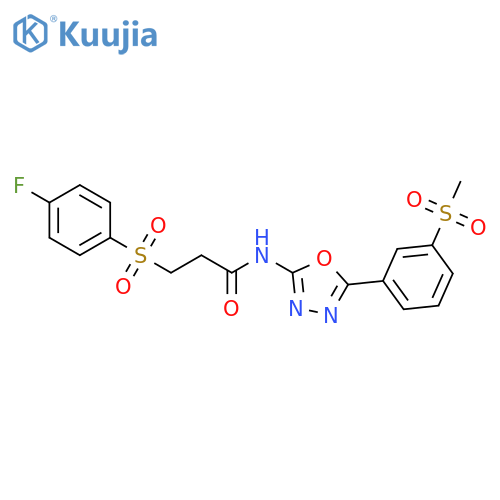 3-(4-fluorobenzenesulfonyl)-N-5-(3-methanesulfonylphenyl)-1,3,4-oxadiazol-2-ylpropanamide structure