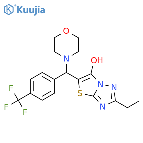 2-ethyl-5-(morpholin-4-yl)4-(trifluoromethyl)phenylmethyl-1,2,4triazolo3,2-b1,3thiazol-6-ol structure
