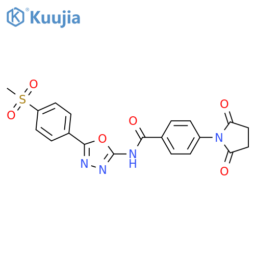 4-(2,5-dioxopyrrolidin-1-yl)-N-5-(4-methanesulfonylphenyl)-1,3,4-oxadiazol-2-ylbenzamide structure