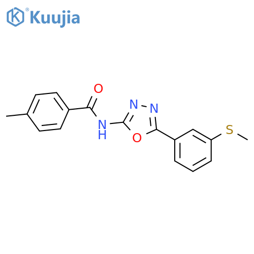 4-methyl-N-{5-3-(methylsulfanyl)phenyl-1,3,4-oxadiazol-2-yl}benzamide structure