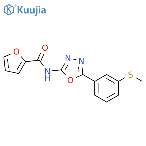 N-{5-3-(methylsulfanyl)phenyl-1,3,4-oxadiazol-2-yl}furan-2-carboxamide structure