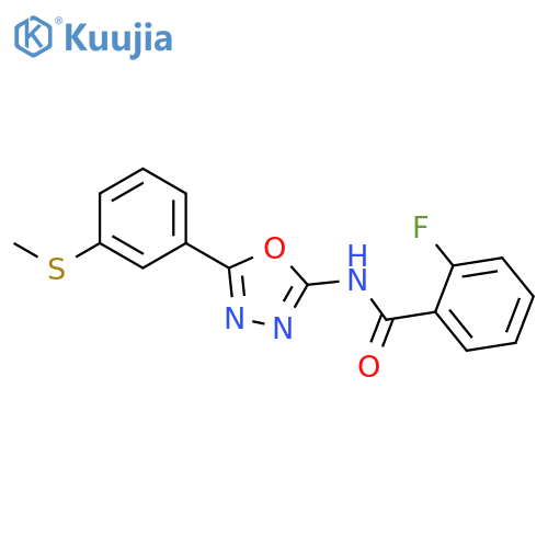 2-fluoro-N-{5-3-(methylsulfanyl)phenyl-1,3,4-oxadiazol-2-yl}benzamide structure