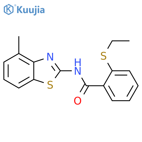 2-(ethylsulfanyl)-N-(4-methyl-1,3-benzothiazol-2-yl)benzamide structure