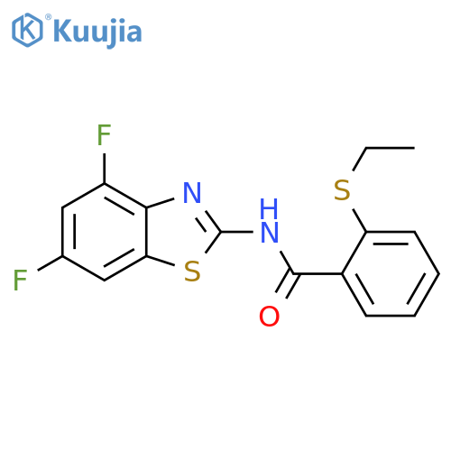 N-(4,6-difluoro-1,3-benzothiazol-2-yl)-2-(ethylsulfanyl)benzamide structure