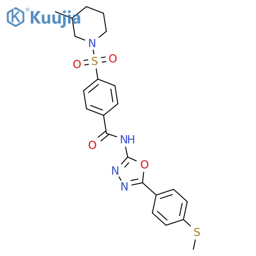 4-(3-methylpiperidin-1-yl)sulfonyl-N-{5-4-(methylsulfanyl)phenyl-1,3,4-oxadiazol-2-yl}benzamide structure