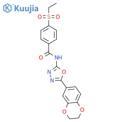N-5-(2,3-dihydro-1,4-benzodioxin-6-yl)-1,3,4-oxadiazol-2-yl-4-(ethanesulfonyl)benzamide structure