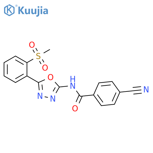 4-cyano-N-5-(2-methanesulfonylphenyl)-1,3,4-oxadiazol-2-ylbenzamide structure