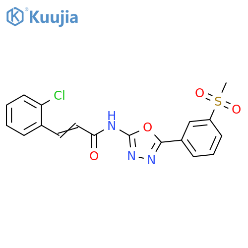 (2E)-3-(2-chlorophenyl)-N-5-(3-methanesulfonylphenyl)-1,3,4-oxadiazol-2-ylprop-2-enamide structure