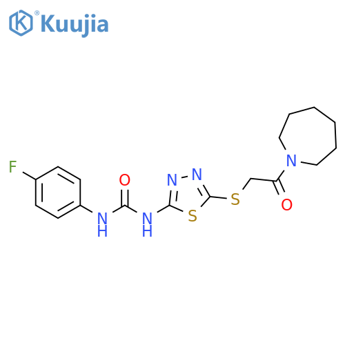 3-(5-{2-(azepan-1-yl)-2-oxoethylsulfanyl}-1,3,4-thiadiazol-2-yl)-1-(4-fluorophenyl)urea structure