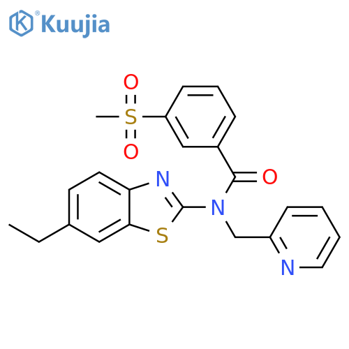 N-(6-ethyl-1,3-benzothiazol-2-yl)-3-methanesulfonyl-N-(pyridin-2-yl)methylbenzamide structure
