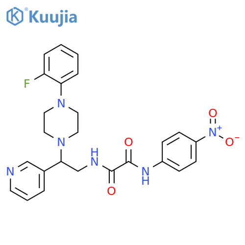N'-{2-4-(2-fluorophenyl)piperazin-1-yl-2-(pyridin-3-yl)ethyl}-N-(4-nitrophenyl)ethanediamide structure