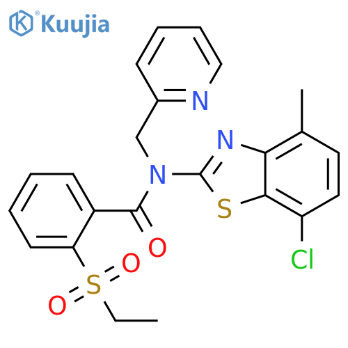 N-(7-chloro-4-methyl-1,3-benzothiazol-2-yl)-2-(ethanesulfonyl)-N-(pyridin-2-yl)methylbenzamide structure