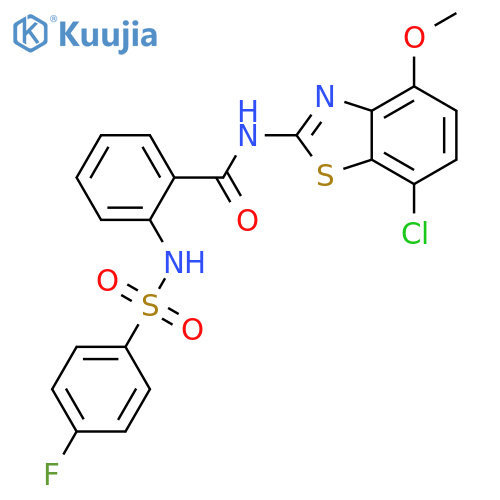 N-(7-chloro-4-methoxy-1,3-benzothiazol-2-yl)-2-(4-fluorobenzenesulfonamido)benzamide structure