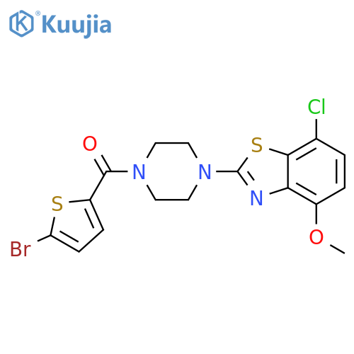 2-4-(5-bromothiophene-2-carbonyl)piperazin-1-yl-7-chloro-4-methoxy-1,3-benzothiazole structure