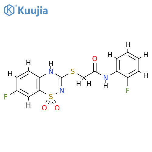 2-(7-fluoro-1,1-dioxo-4H-1lambda6,2,4-benzothiadiazin-3-yl)sulfanyl-N-(2-fluorophenyl)acetamide structure