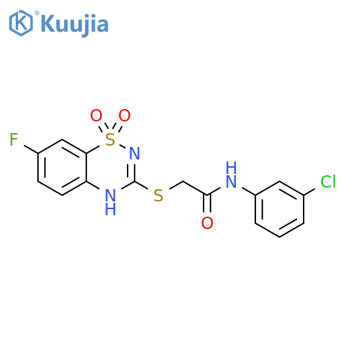 N-(3-chlorophenyl)-2-(7-fluoro-1,1-dioxo-4H-1lambda6,2,4-benzothiadiazin-3-yl)sulfanylacetamide structure