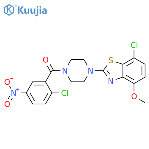 7-chloro-2-4-(2-chloro-5-nitrobenzoyl)piperazin-1-yl-4-methoxy-1,3-benzothiazole structure