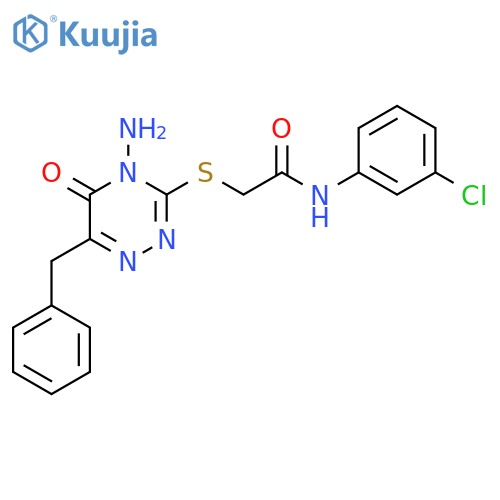 2-(4-amino-6-benzyl-5-oxo-4,5-dihydro-1,2,4-triazin-3-yl)sulfanyl-N-(3-chlorophenyl)acetamide structure