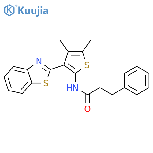 N-3-(1,3-benzothiazol-2-yl)-4,5-dimethylthiophen-2-yl-3-phenylpropanamide structure