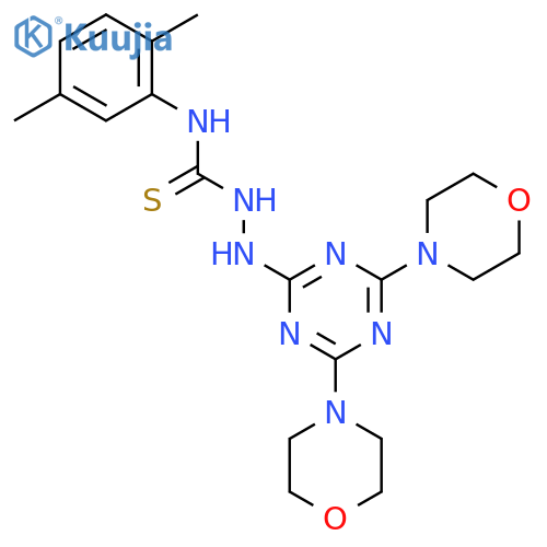 3-{4,6-bis(morpholin-4-yl)-1,3,5-triazin-2-ylamino}-1-(2,5-dimethylphenyl)thiourea structure
