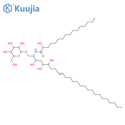 2-Amino-9-hexacosene-1,3,5,6-tetrol; (2ξ,3ξ,5ξ,6ξ,9E)-form, N-(2-Hydroxyhexadecanoyl), 1-O-β-D-glucopyranoside structure