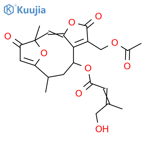 1,4-Epoxy-8,13-dihydroxy-3-oxo-1,5,7(11)-germacratrien-12,6-olide; (4α,5E,8α,10β)-form, 8-O-(4-Hydroxy-3-methyl-2Z-butenoyl), 13-Ac structure