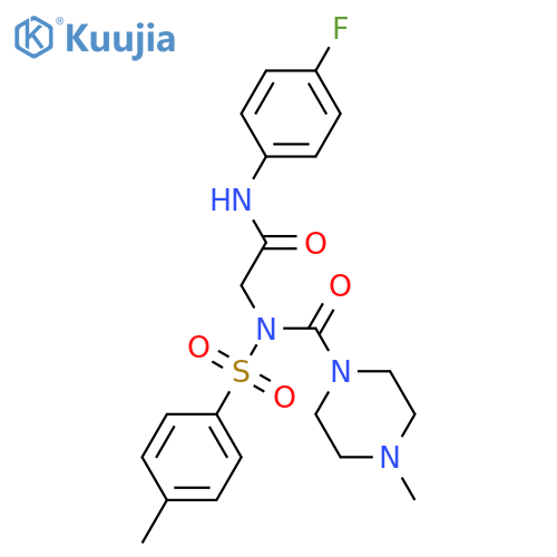 N-(4-fluorophenyl)-2-N-(4-methylpiperazine-1-carbonyl)4-methylbenzenesulfonamidoacetamide structure
