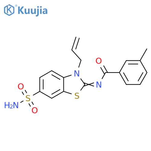 3-methyl-N-(2Z)-3-(prop-2-en-1-yl)-6-sulfamoyl-2,3-dihydro-1,3-benzothiazol-2-ylidenebenzamide structure