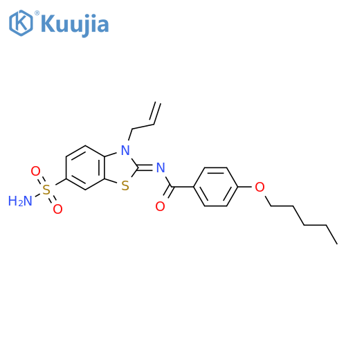 4-(pentyloxy)-N-(2Z)-3-(prop-2-en-1-yl)-6-sulfamoyl-2,3-dihydro-1,3-benzothiazol-2-ylidenebenzamide structure