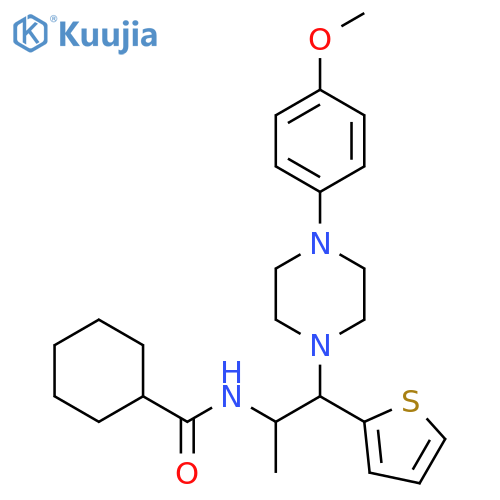 N-{1-4-(4-methoxyphenyl)piperazin-1-yl-1-(thiophen-2-yl)propan-2-yl}cyclohexanecarboxamide structure