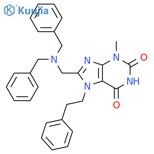 1H-Purine-2,6-dione, 8-[[bis(phenylmethyl)amino]methyl]-3,7-dihydro-3-methyl-7-(2-phenylethyl)- structure