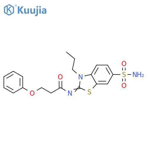 3-phenoxy-N-(2Z)-3-propyl-6-sulfamoyl-2,3-dihydro-1,3-benzothiazol-2-ylidenepropanamide structure