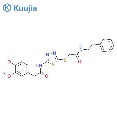 2-({5-2-(3,4-dimethoxyphenyl)acetamido-1,3,4-thiadiazol-2-yl}sulfanyl)-N-(2-phenylethyl)acetamide structure