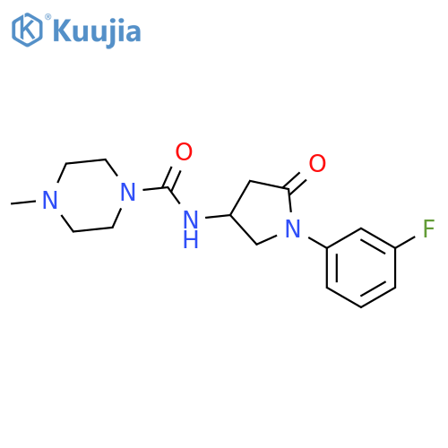 N-1-(3-fluorophenyl)-5-oxopyrrolidin-3-yl-4-methylpiperazine-1-carboxamide structure