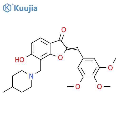 (2Z)-6-hydroxy-7-(4-methylpiperidin-1-yl)methyl-2-(3,4,5-trimethoxyphenyl)methylidene-2,3-dihydro-1-benzofuran-3-one structure