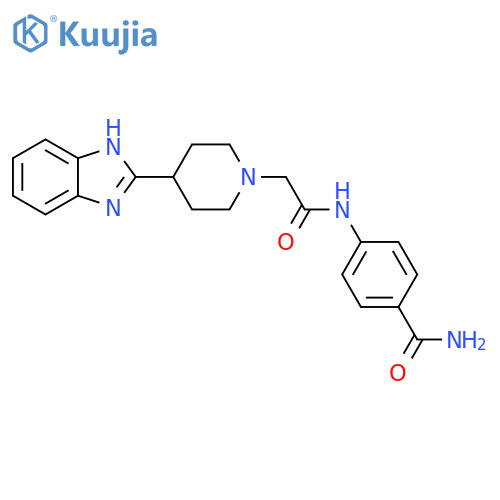 4-{2-4-(1H-1,3-benzodiazol-2-yl)piperidin-1-ylacetamido}benzamide structure