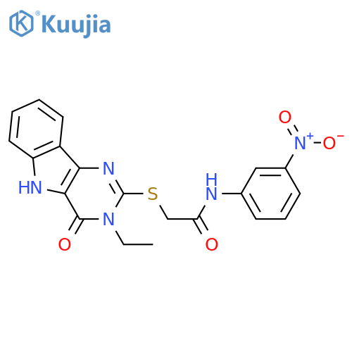 2-({3-ethyl-4-oxo-3H,4H,5H-pyrimido5,4-bindol-2-yl}sulfanyl)-N-(3-nitrophenyl)acetamide structure