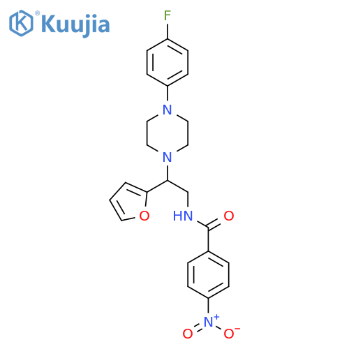 N-{2-4-(4-fluorophenyl)piperazin-1-yl-2-(furan-2-yl)ethyl}-4-nitrobenzamide structure