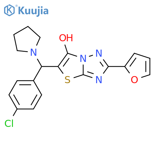 5-(4-chlorophenyl)(pyrrolidin-1-yl)methyl-2-(furan-2-yl)-1,2,4triazolo3,2-b1,3thiazol-6-ol structure