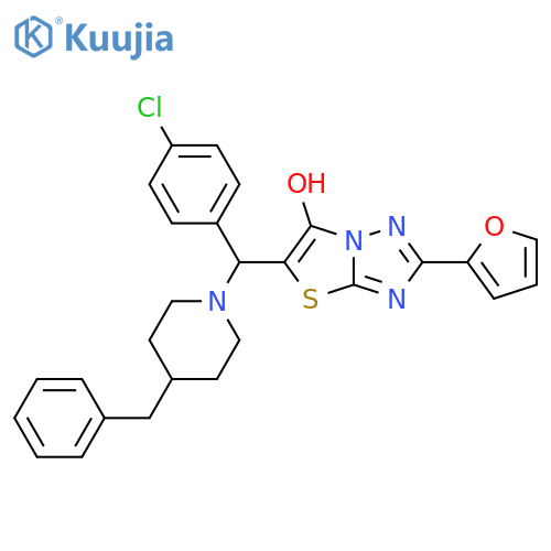 5-(4-benzylpiperidin-1-yl)(4-chlorophenyl)methyl-2-(furan-2-yl)-1,2,4triazolo3,2-b1,3thiazol-6-ol structure