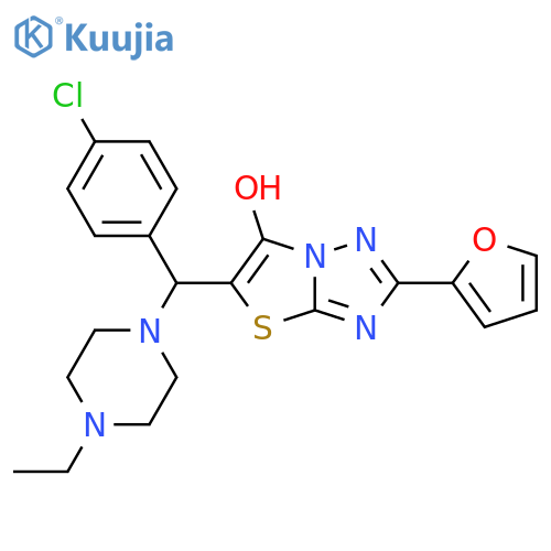 5-(4-chlorophenyl)(4-ethylpiperazin-1-yl)methyl-2-(furan-2-yl)-1,2,4triazolo3,2-b1,3thiazol-6-ol structure