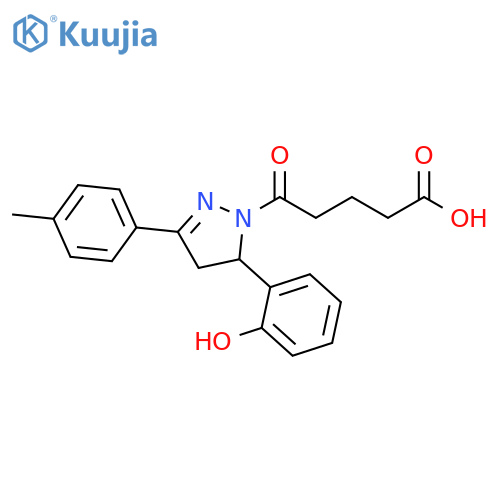 5-5-(2-hydroxyphenyl)-3-(4-methylphenyl)-4,5-dihydro-1H-pyrazol-1-yl-5-oxopentanoic acid structure