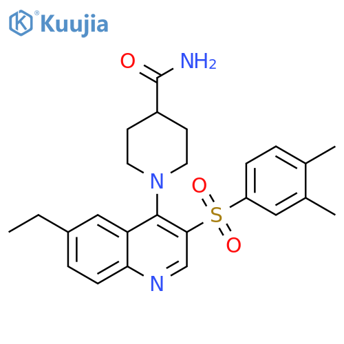 1-3-(3,4-dimethylbenzenesulfonyl)-6-ethylquinolin-4-ylpiperidine-4-carboxamide structure