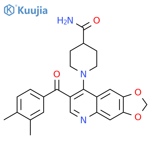 1-7-(3,4-dimethylbenzoyl)-2H-1,3dioxolo4,5-gquinolin-8-ylpiperidine-4-carboxamide structure