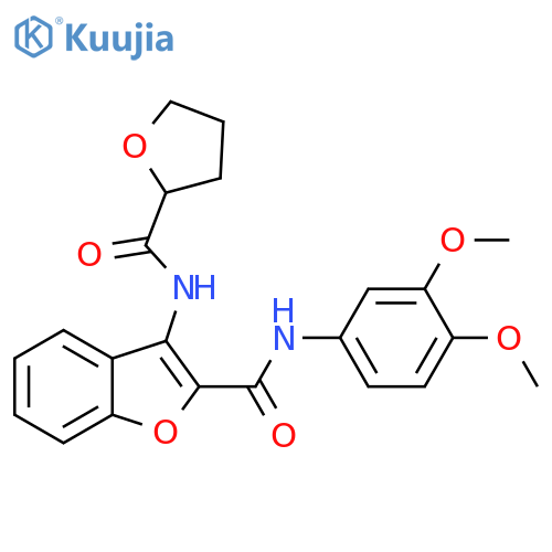 N-(3,4-dimethoxyphenyl)-3-(oxolane-2-amido)-1-benzofuran-2-carboxamide structure