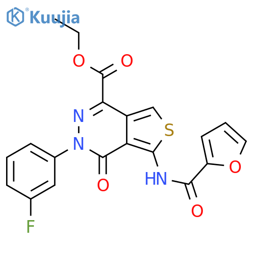 ethyl 3-(3-fluorophenyl)-5-(furan-2-amido)-4-oxo-3H,4H-thieno3,4-dpyridazine-1-carboxylate structure