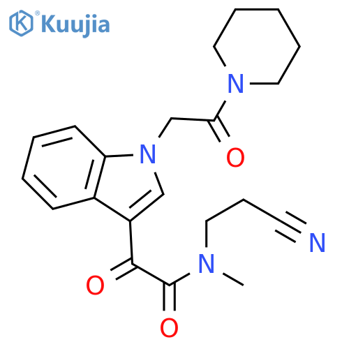 N-(2-cyanoethyl)-N-methyl-2-oxo-2-{1-2-oxo-2-(piperidin-1-yl)ethyl-1H-indol-3-yl}acetamide structure