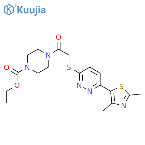 ethyl 4-(2-{6-(2,4-dimethyl-1,3-thiazol-5-yl)pyridazin-3-ylsulfanyl}acetyl)piperazine-1-carboxylate structure